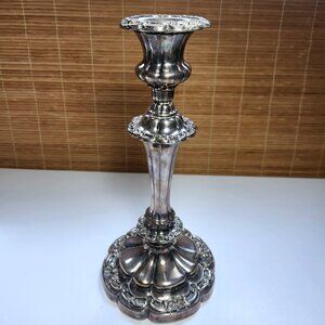 Vintage Ornate Metal Candlestick • 11" Tall • Heavy 2.52 lb